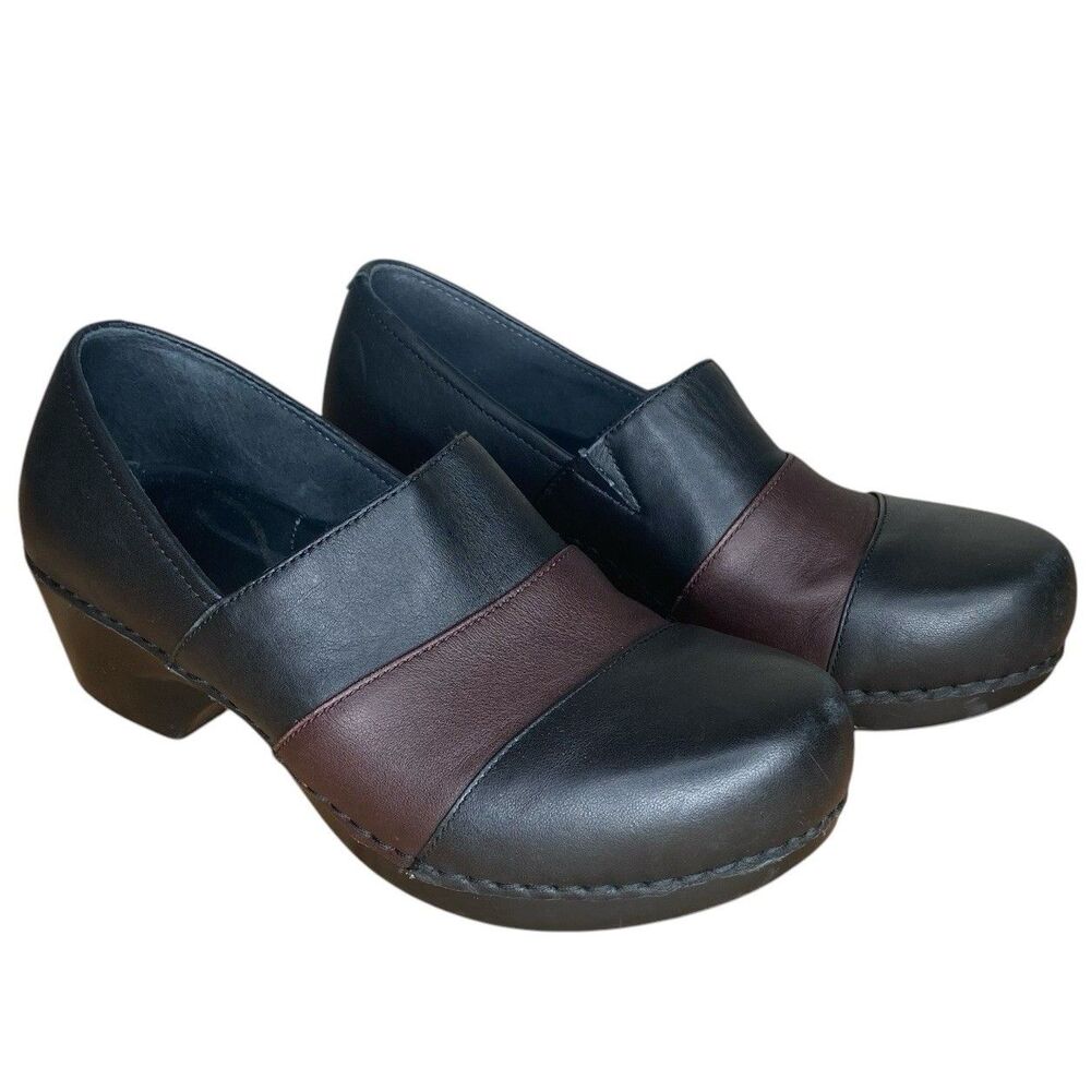 Dansko Women’s Clogs Size EU 39 US 8.5-9 Brown Black Leather Tenley Slip On